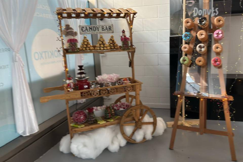 Candy bar y tabla de dónuts