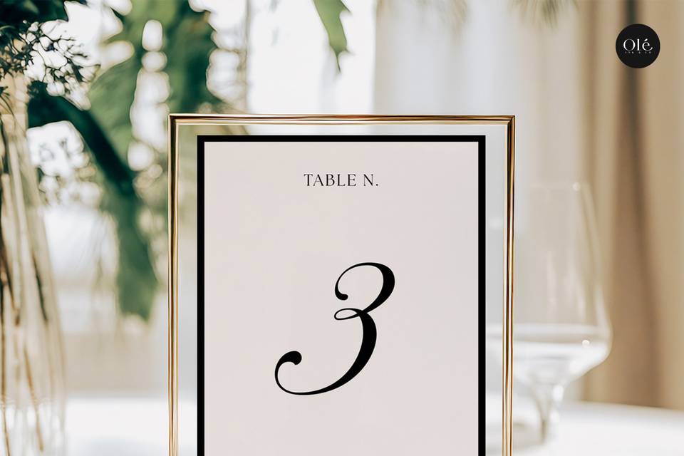 Números de mesa de boda
