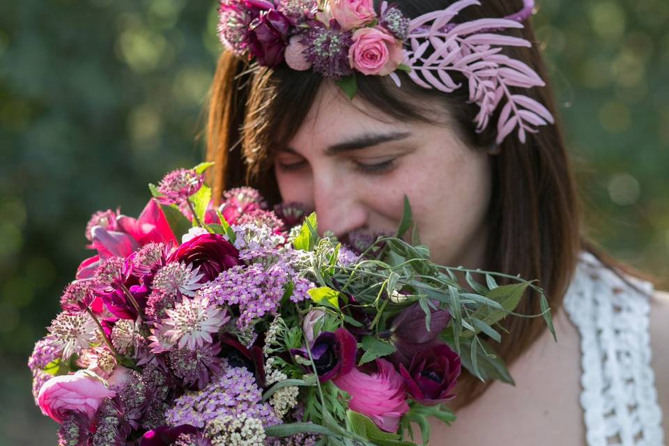 Ramo novia y corona floral