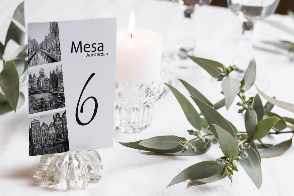 Ejemplo de número de mesa