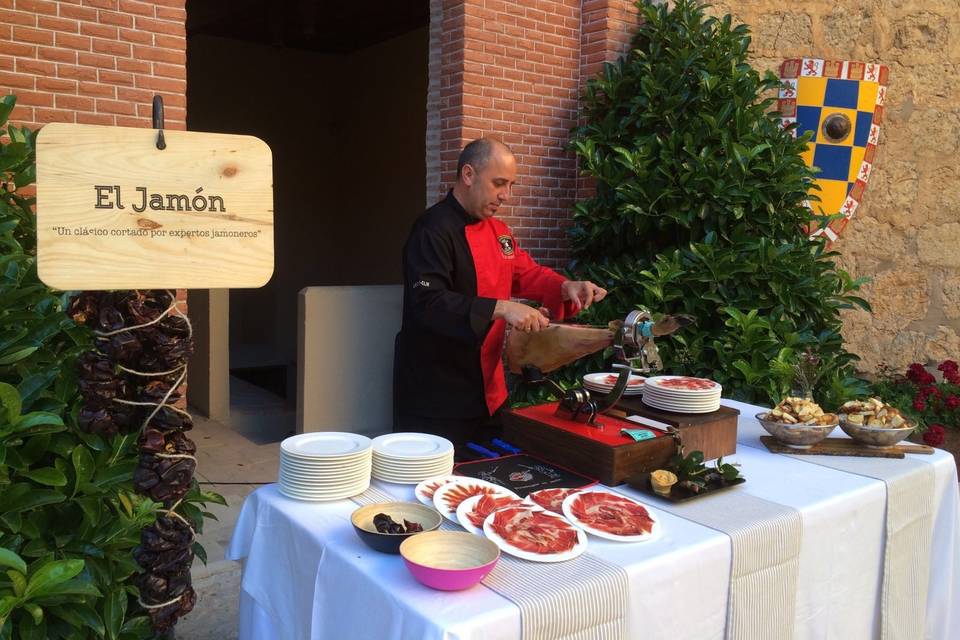 Isla de jamón con maestro