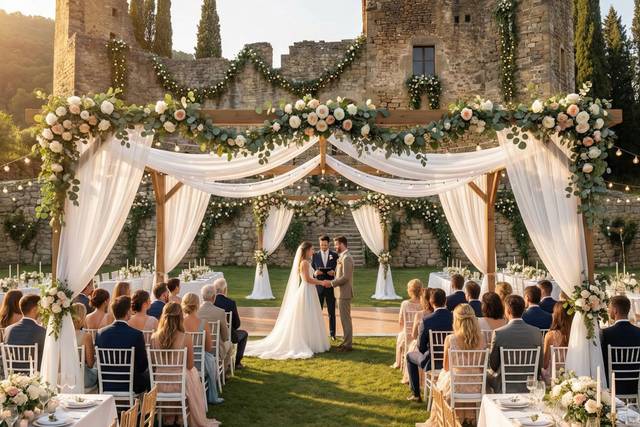 Boda novios en el exterior
