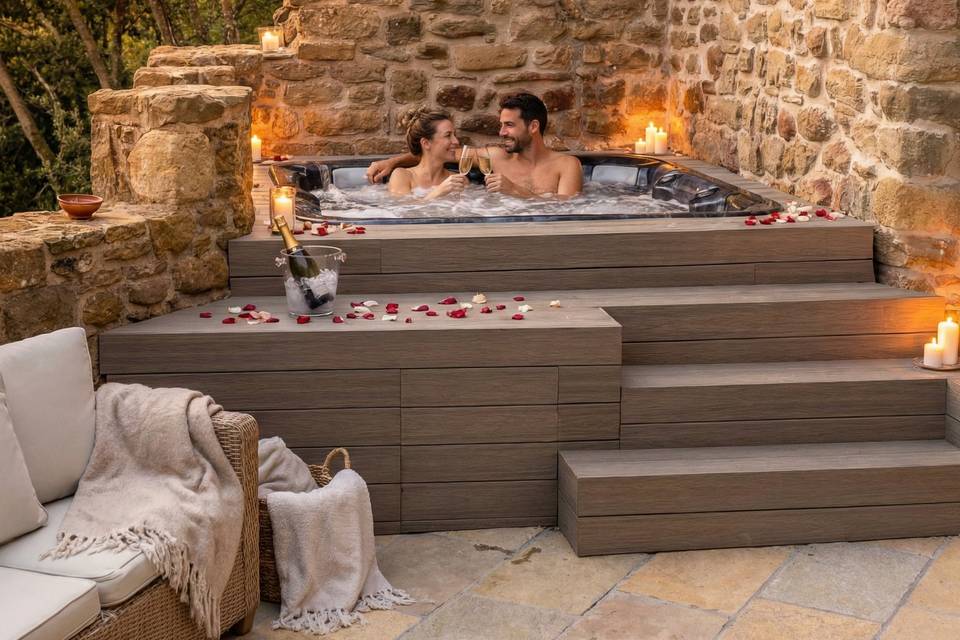 Jacuzzi boda enamorados