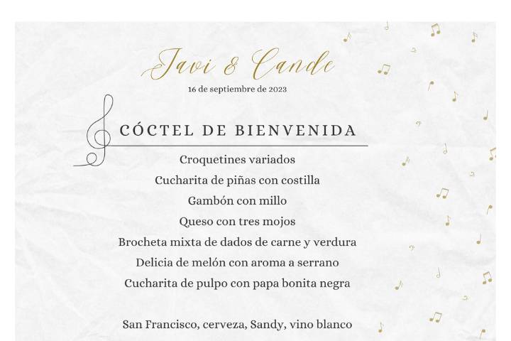 Cartel Cóctel Boda