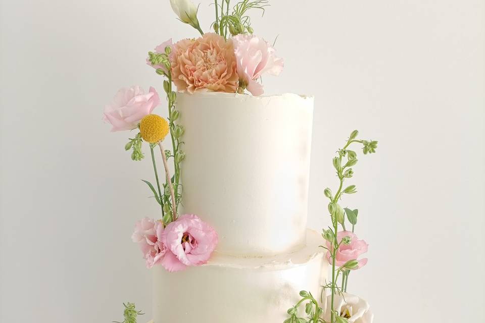Tarta boda 3 pisos flor natura