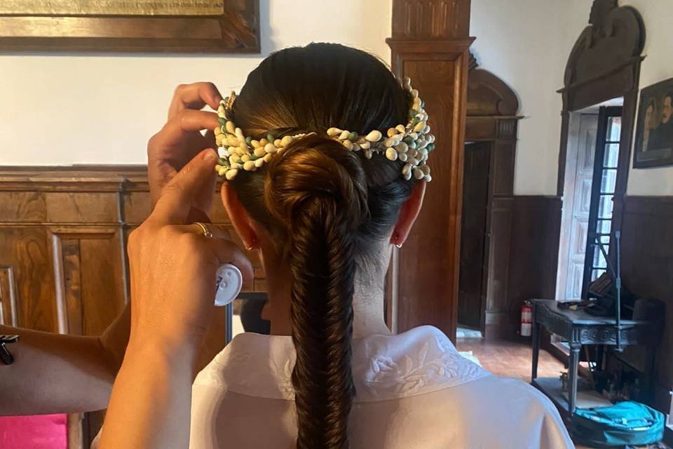 Trenza de espiga combinada