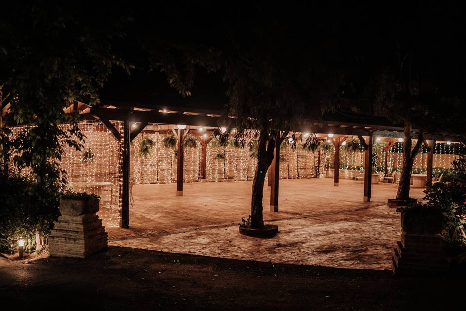 Pérgola de noche