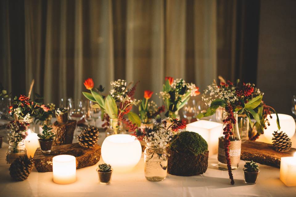 Decoración floral del banquete