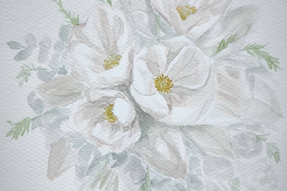 Ilustración de ramo de novia
