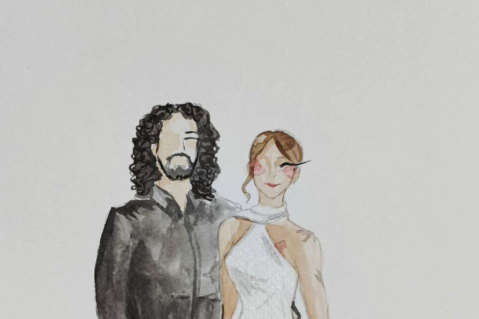 Ilustración novios formato A4