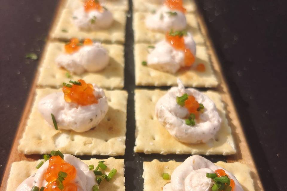 Cracker de salmón ahumado
