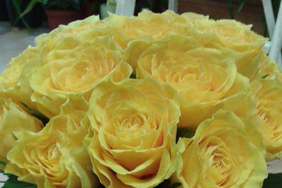 Ramo de novia de rosas amarillas