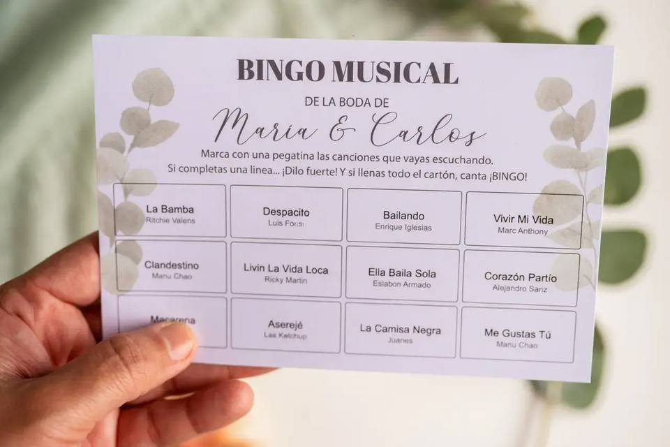Bingo musical personalizado