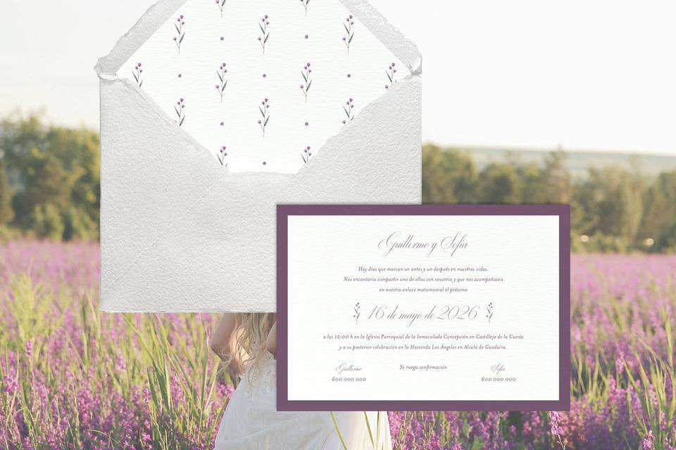 Invitación floral con sobre