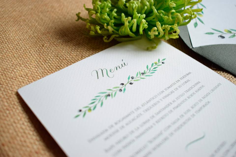 Invitación de boda olivo