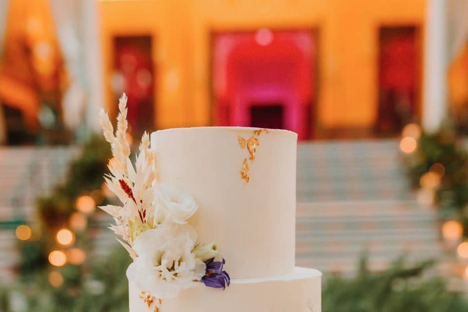 Tarta de boda malva