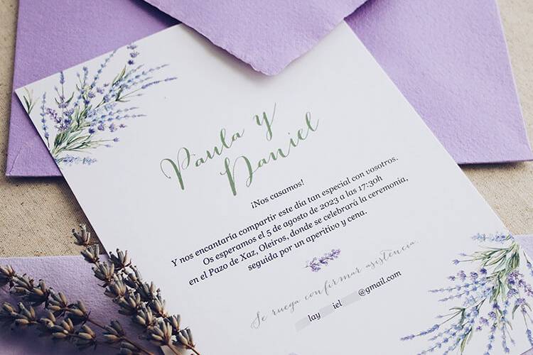 Invitación flor de lavanda