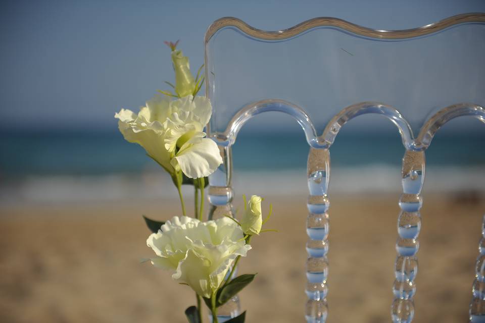 Silla de ceremonia en la playa