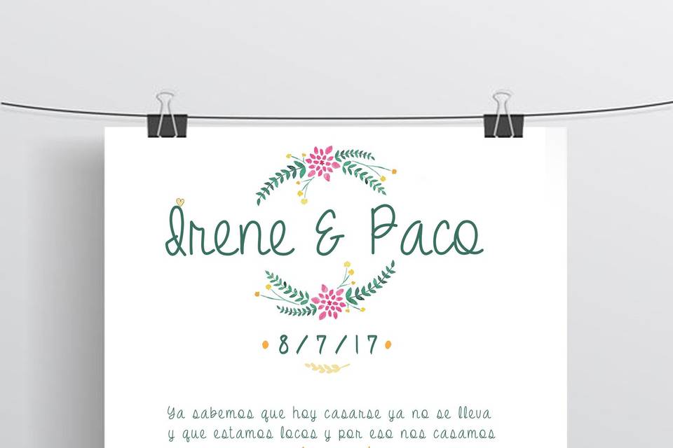 Invitación sobre papel negro