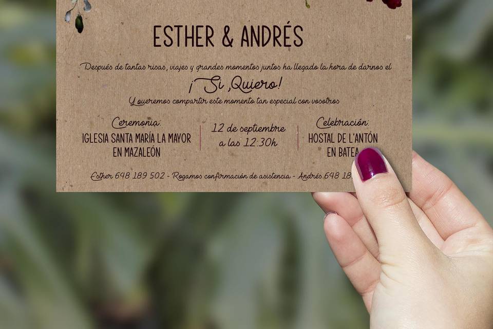 Invitaciones flores kraft