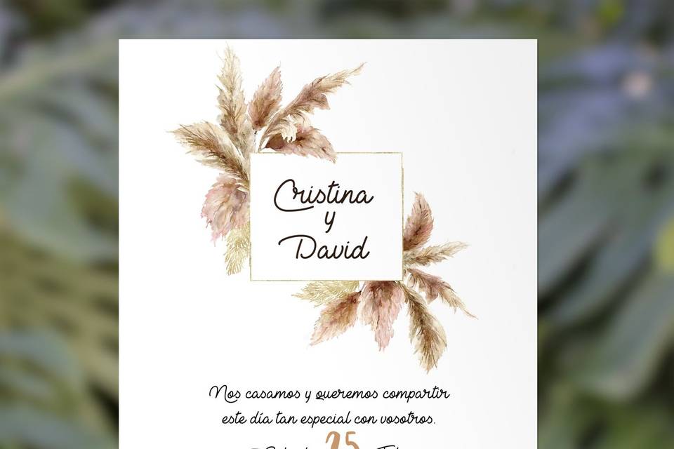 Invitación boho pampas