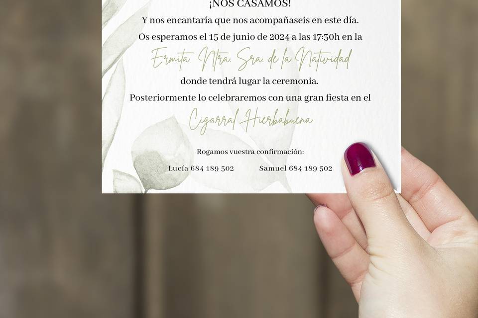 Invitación hojas