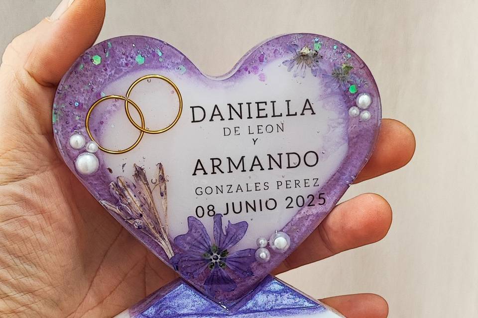 Recuerdo de boda en resina