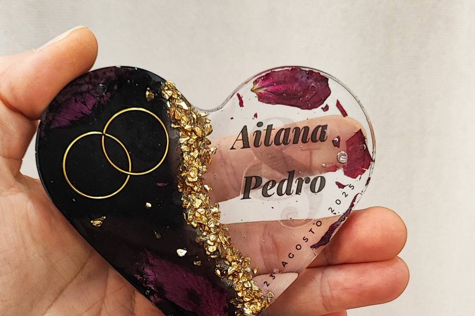 Recuerdo de boda en resina