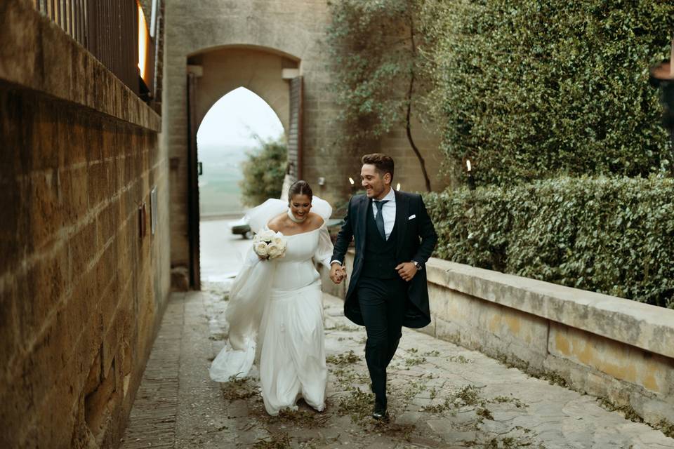 Entrada de los novios al castillo