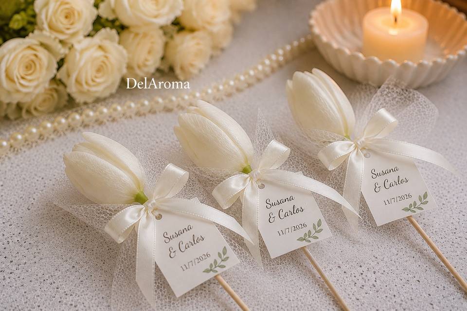 Tulipán blanco en cera soja