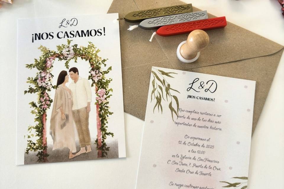 Invitación boda ilustrada