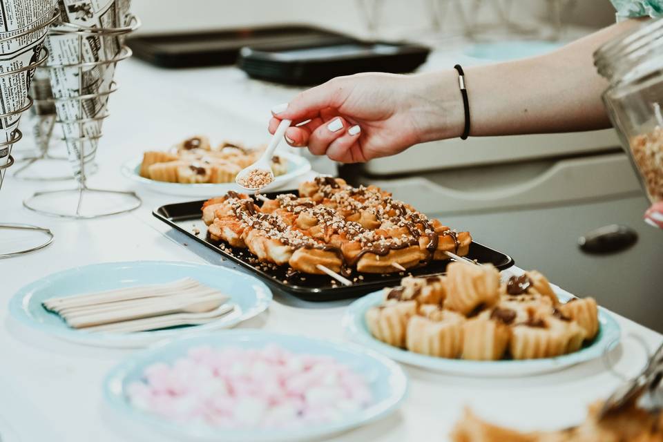 Brochetas de churro con nutella