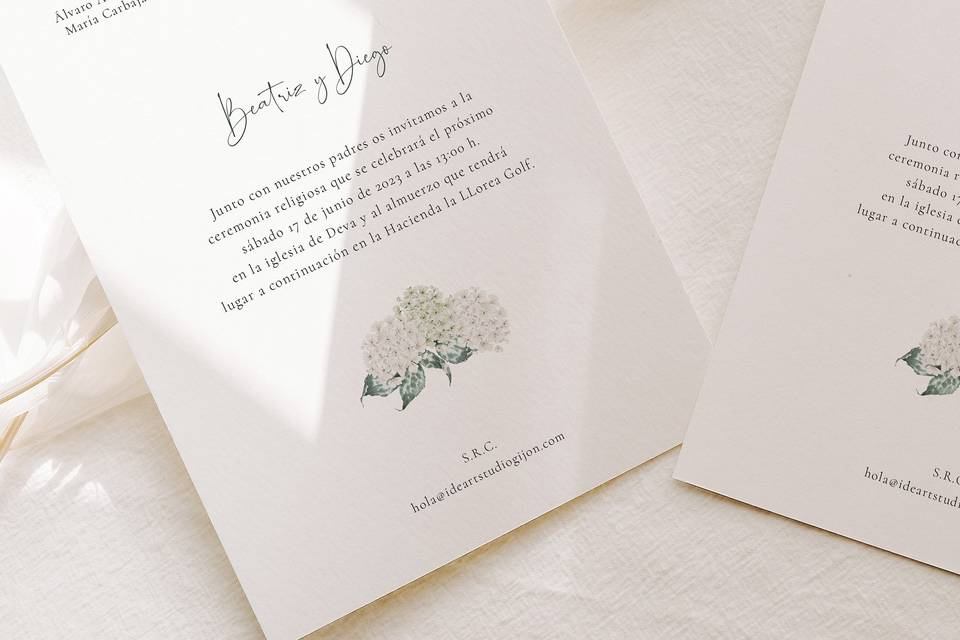 Invitación de Boda Hortensias