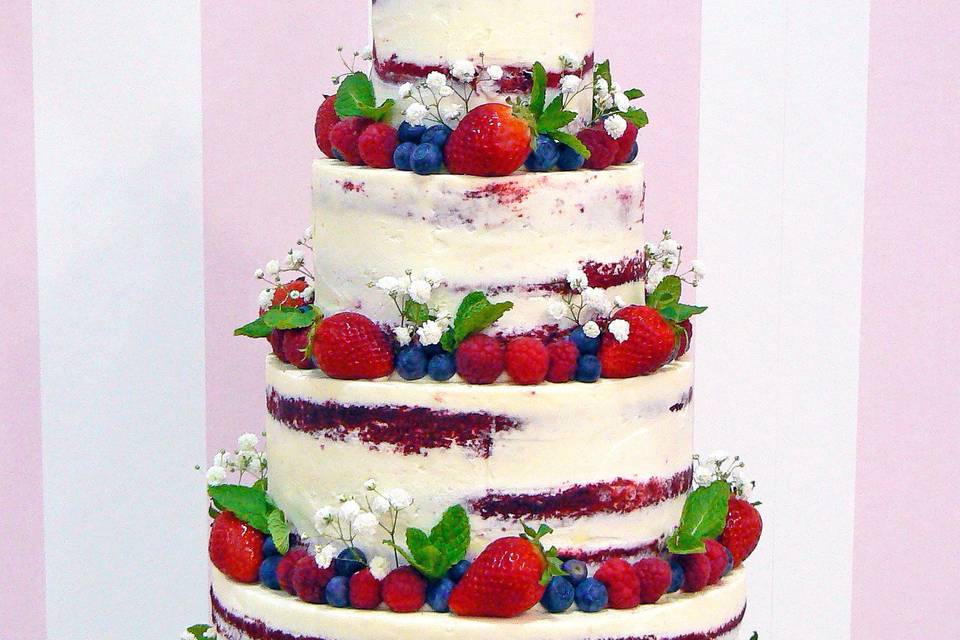 Tarta de boda naked con frutos