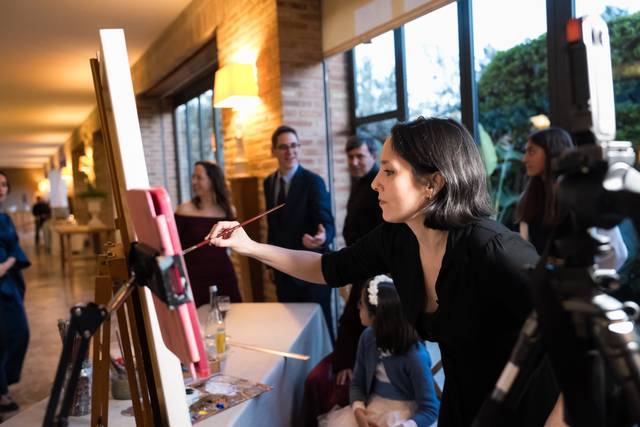 Pintura en vivo de los novios