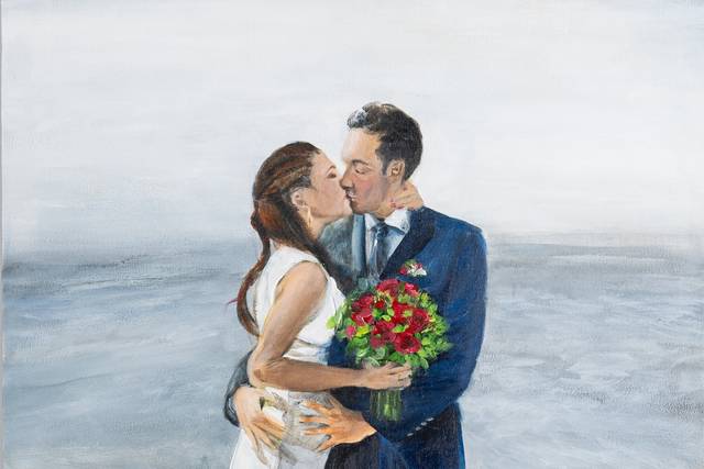 Retrato en vivo de novios