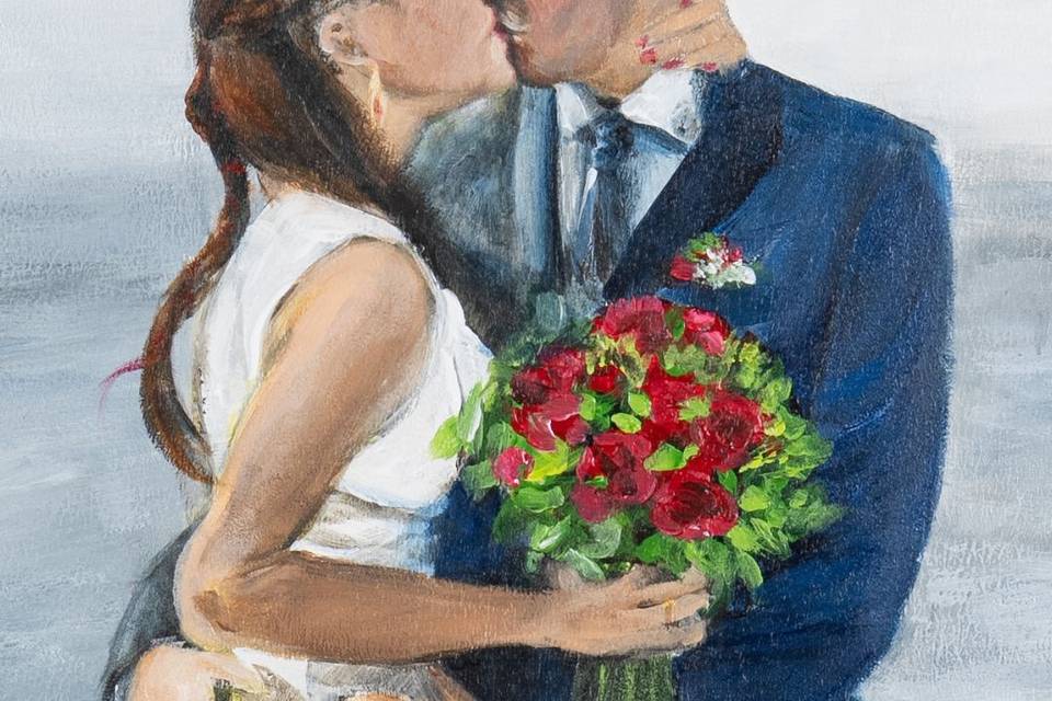 Detalle de pintura de novios