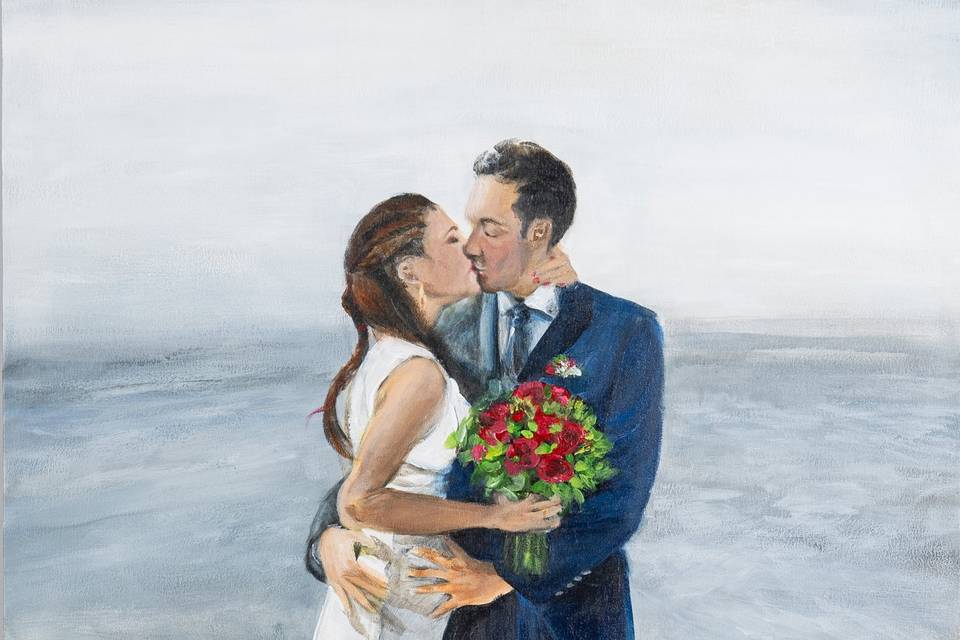 Retrato en vivo de novios