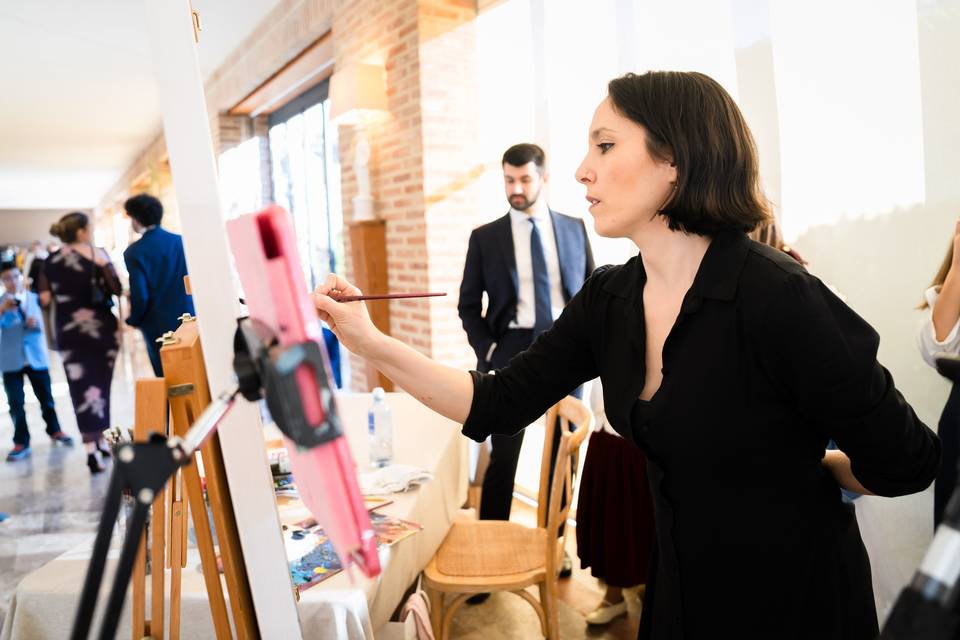 Pintando en directo en la boda
