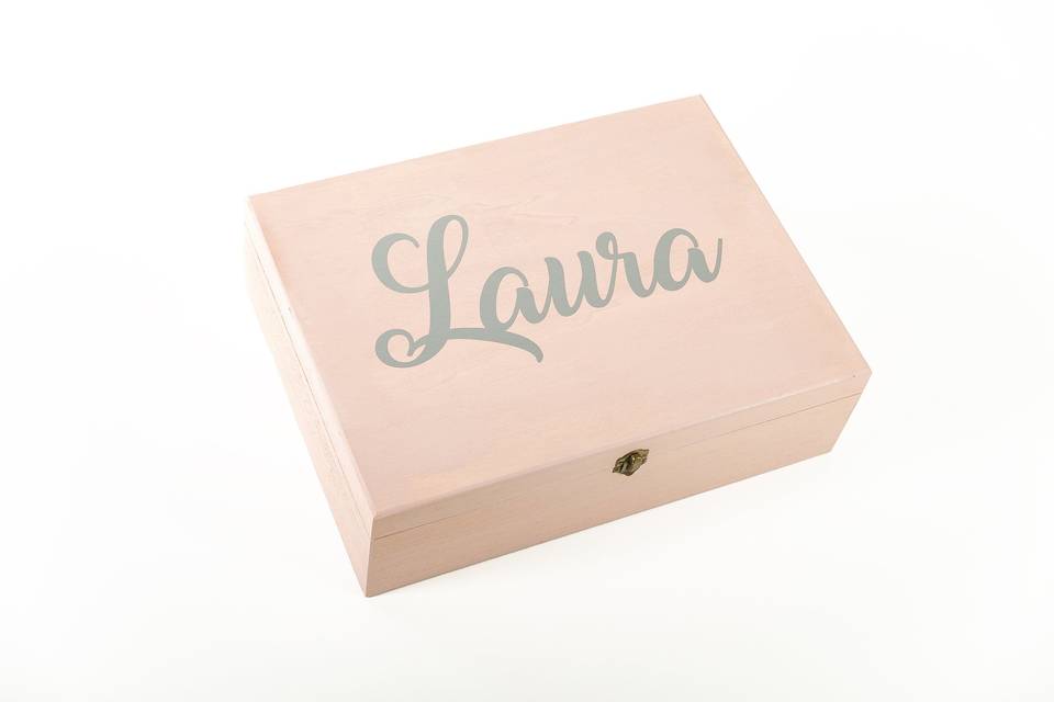 Caja personalizada rosa-plata