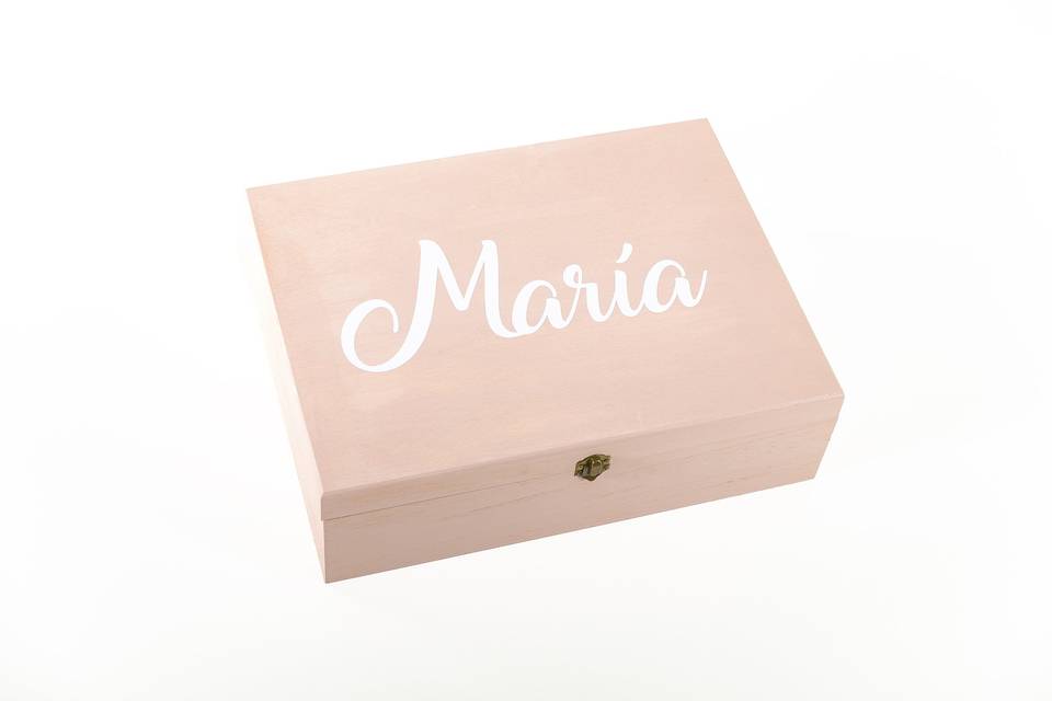 Caja personalizada rosa-blanca