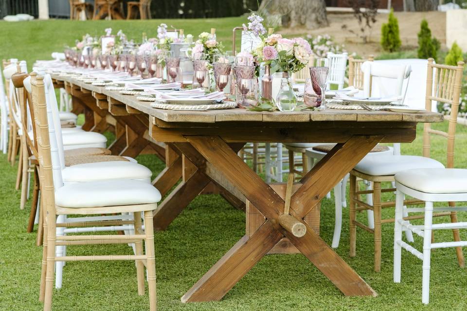 Mesas rosas para boda