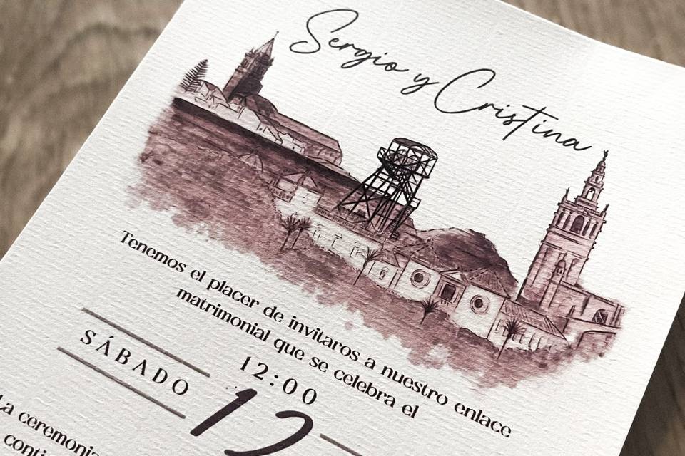 Boda S&C, acuarela y tinta.