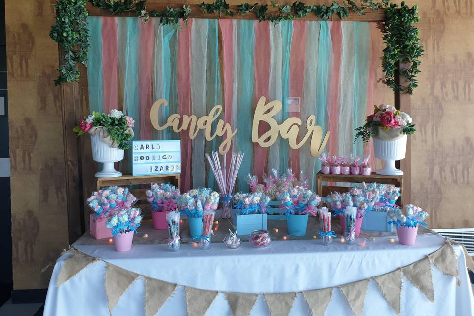 Candy bar mesa con fondo