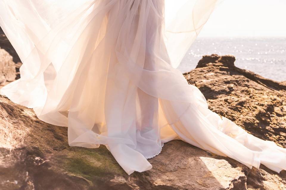 Vestido maxi falda de organza
