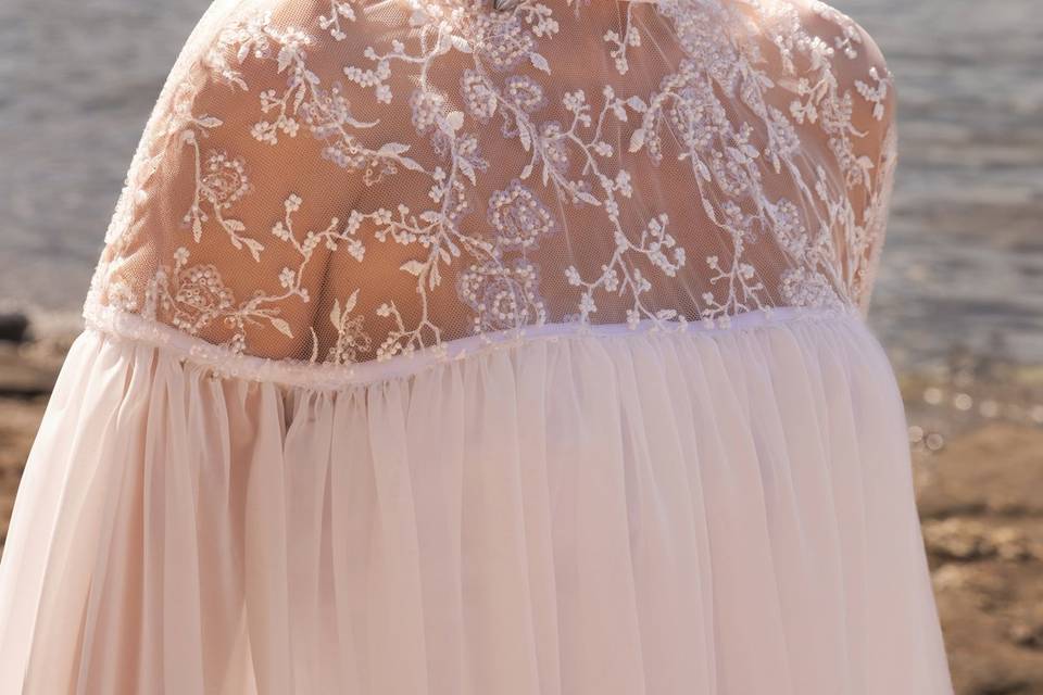 Vestido boho gasa pedrería