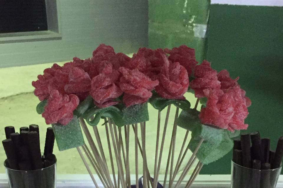 Jarrón de rosas