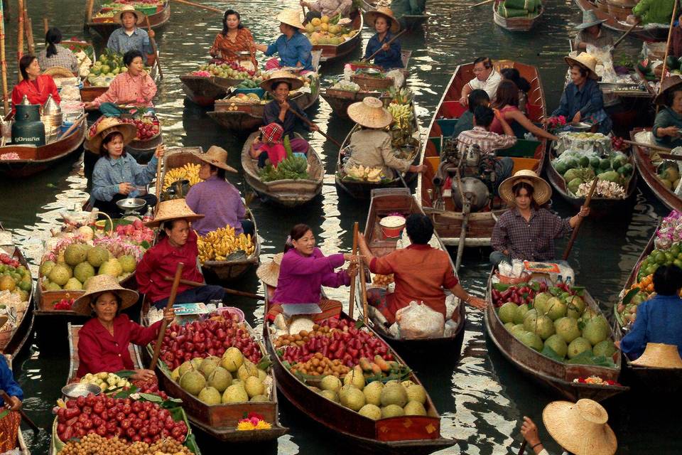 Mercado flotante de Thailandia