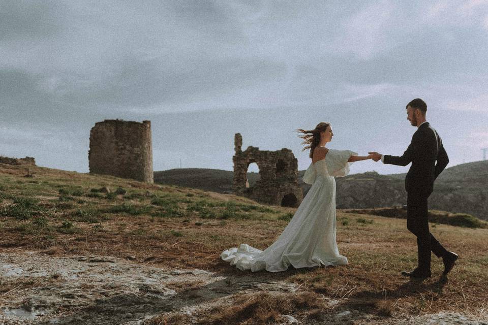 Bailando en su boda al aire