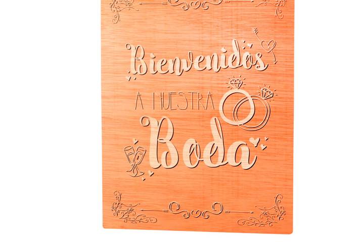 Cartel de madera bienvenidos
